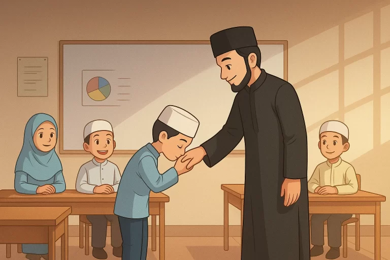 murid mencium tangan gurunya