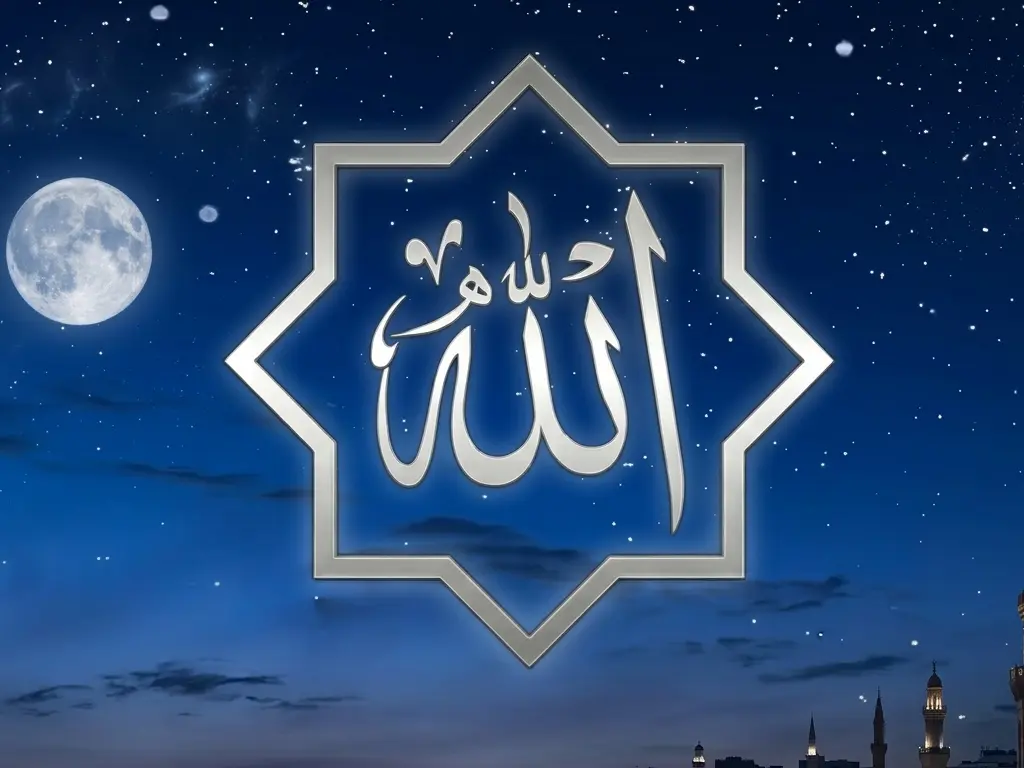 langit malam dengan tulisan Allah