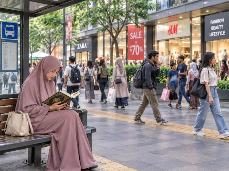 wanita-membaca-al-qur'an-dikeramaian